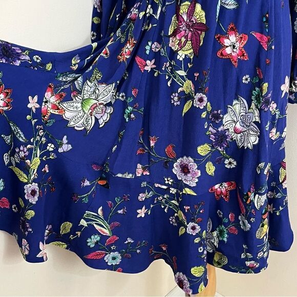 Anthropologie Maeve Purple Floral Long Sleeve Ruffle Hem Dress XS/S - Picture 7 of 10